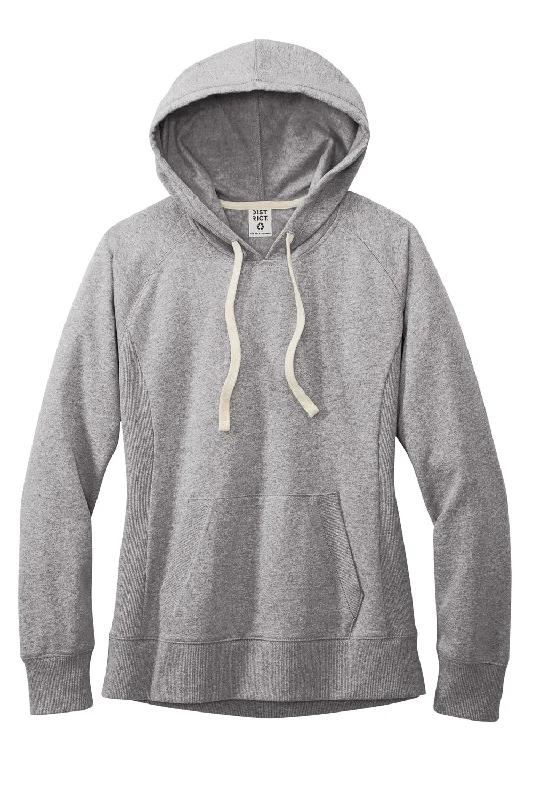 District Womens Re-Fleece Hooded Sweatshirt Hoodie - Heather Light Grey