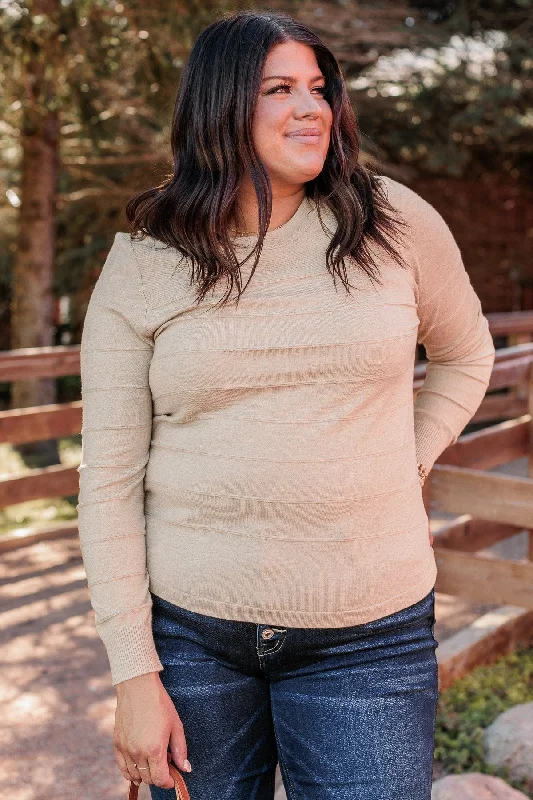 From The Heart Button Knit Sweater- Oatmeal