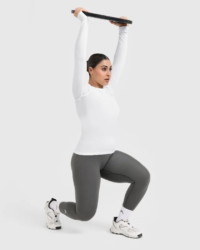 Go To Seamless Fitted Long Sleeve Top | White