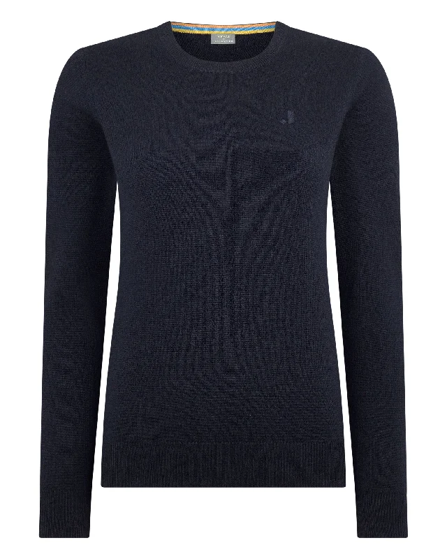 The Jockey Club Women's Round Neck Cashmere Sweater Navy Blue