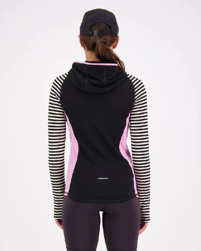 MONS ROYALE WOMENS BELLA TECH HOOD - Pink Stripe