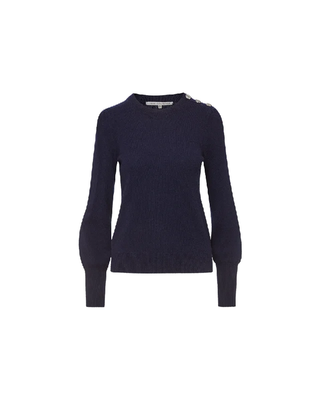 Nelia Cashmere Pullover | Button Accent