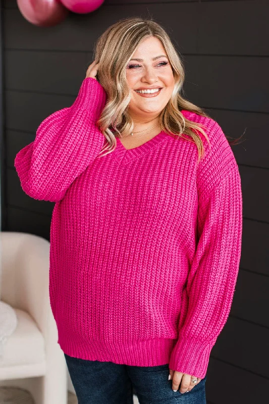 Sparkling Passion Knit Sweater- Fuchsia