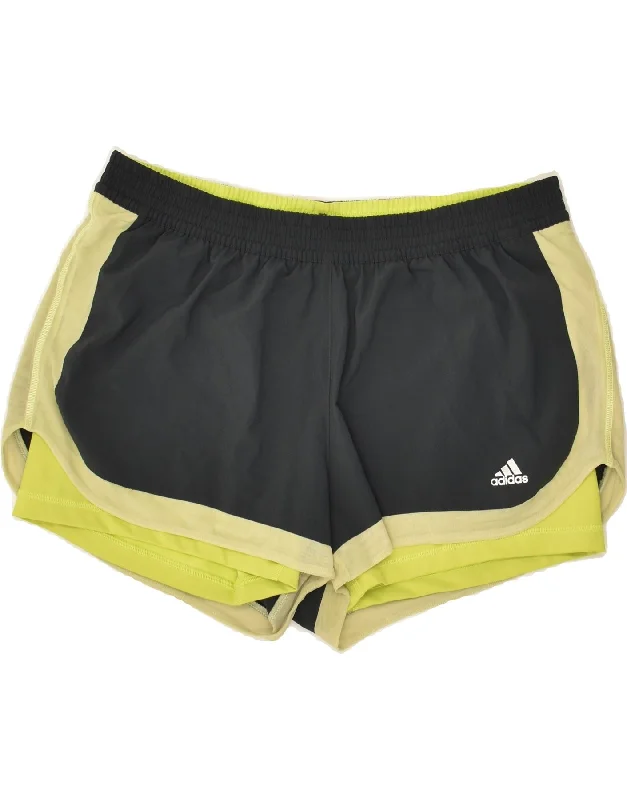 ADIDAS Womens Climalite Sport Shorts UK 20/22 XL Grey Colourblock