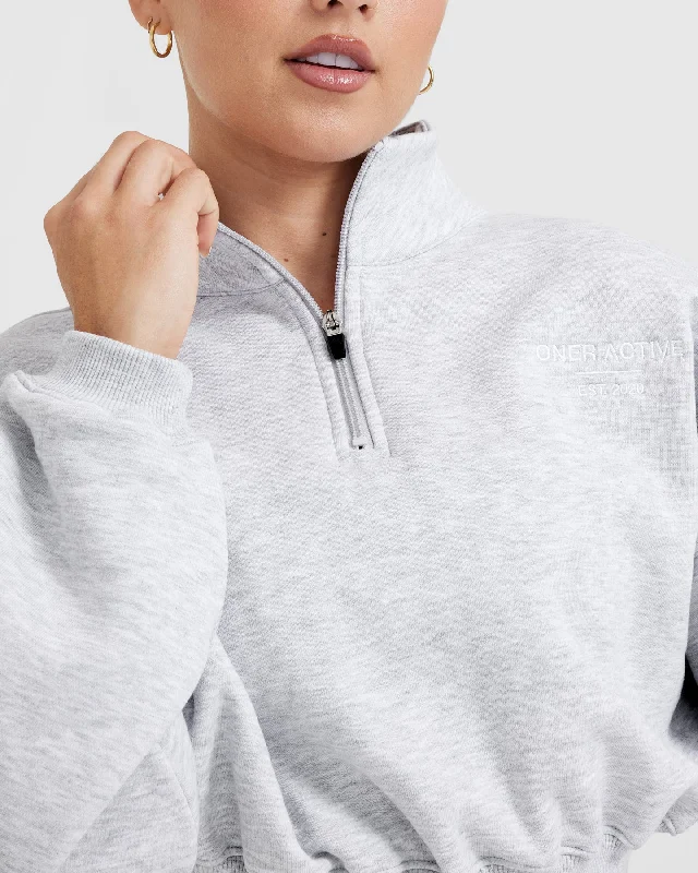 All Day Est 2020 Crop 1/4 Zip Sweatshirt | Light Grey Marl