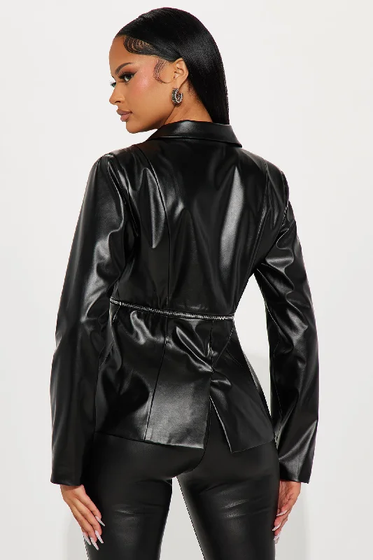 Aniyah Faux Leather Jacket - Black