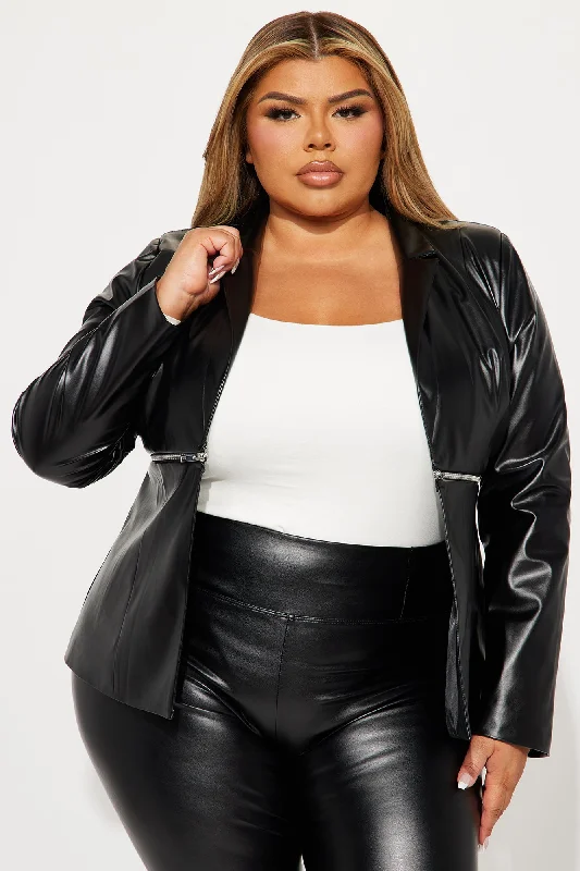 Aniyah Faux Leather Jacket - Black