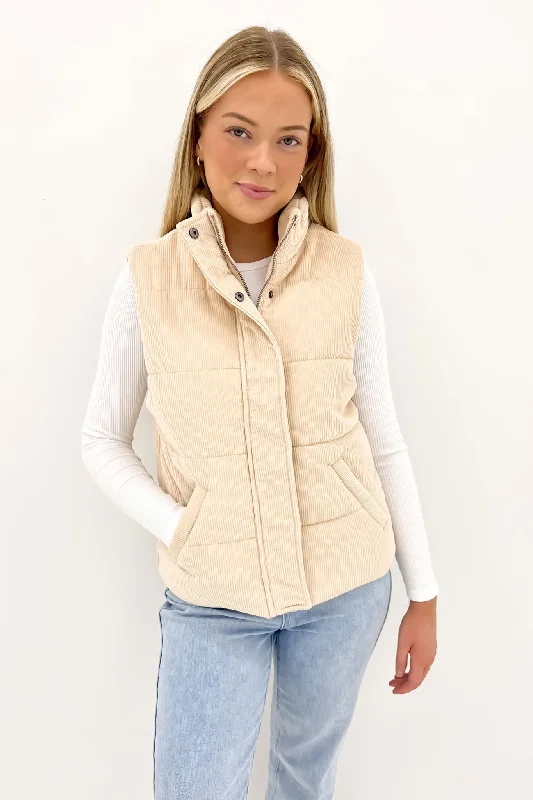 Cali Cord Vest Vintage White