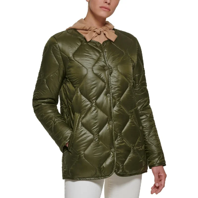 Calvin Klein Womens Collarless Short Quilted Coat