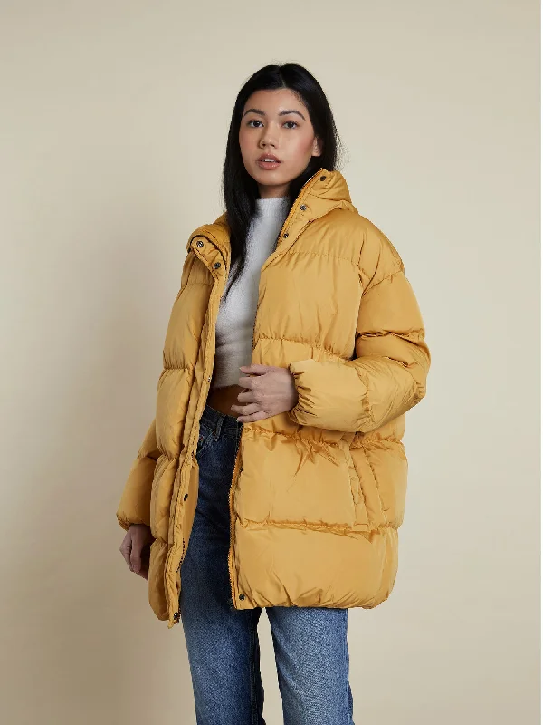 Glamorous Mustard Padded Longline Puffer Coat