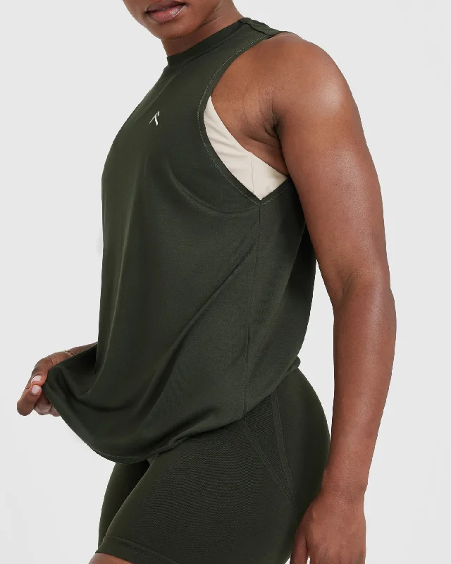 Go To Muscle Vest | Khaki Green