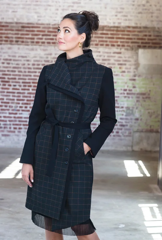 MALYN ASYMMETRICAL COAT · Japanese char plaid