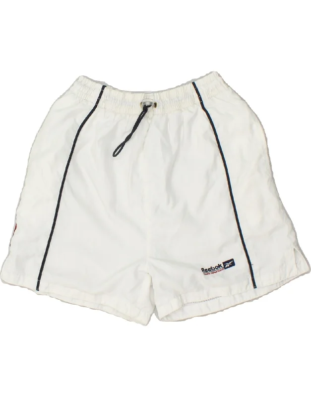 REEBOK Womens Graphic Sport Shorts UK 10 Small White Polyester