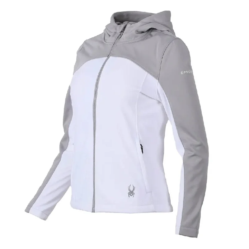 New Women's Spyder Alyce Softshell Jacket with Hood White Alloy - MSP$149