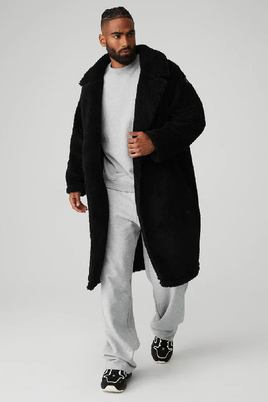 Oversized Sherpa Trench - Black