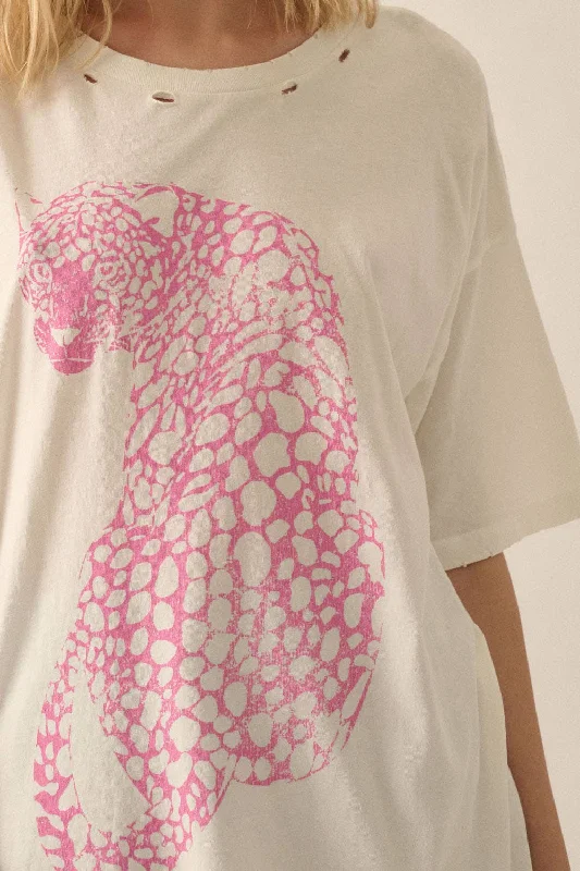 Pink Cheeta Oversized Graphic T-shirt