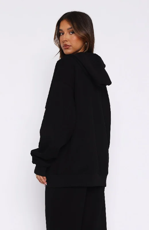 Save My Number Zip Front Hoodie Black