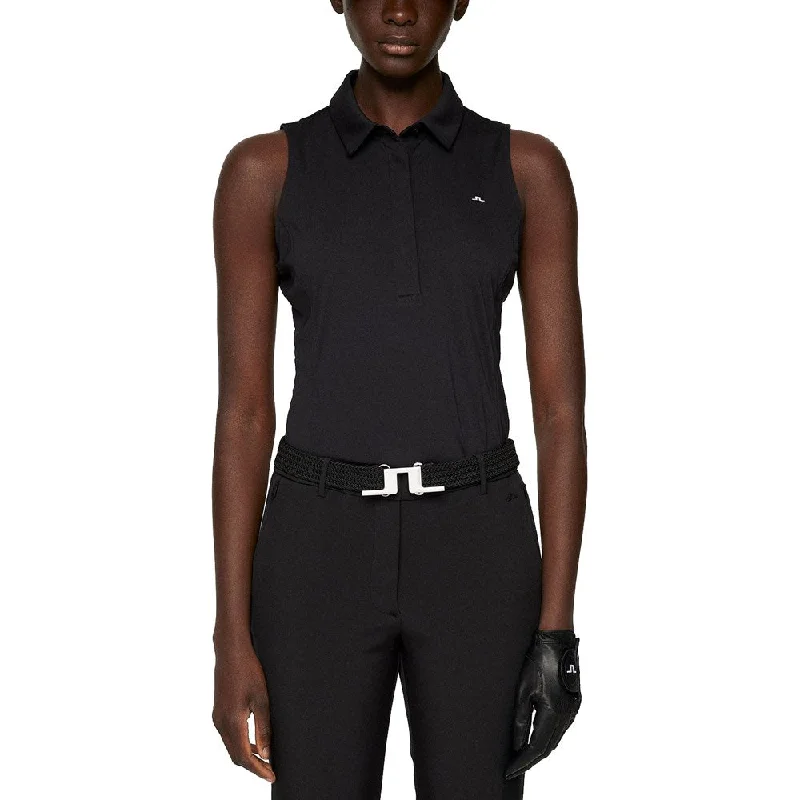 J.Lindeberg Women's Dena Sleeveless Golf Polo Shirt - Black