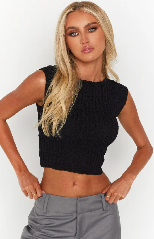 Lucinda Black Knit Top