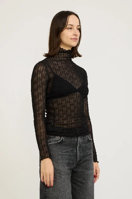 Ross Mock Neck Top Black