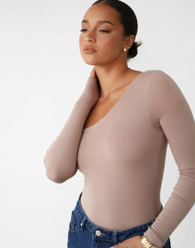 Adora Long Sleeve Bodysuit (Beige)