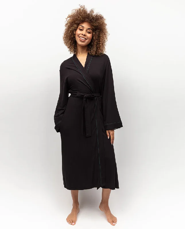 Blake Black Jersey Long Dressing Gown