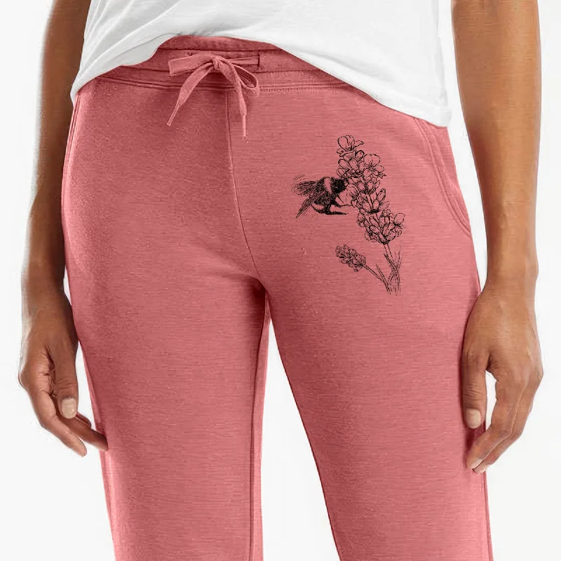 Bumblebee on English Lavender - Bombus Pensylvanicus - Women's Cali Wave Jogger Sweatpants