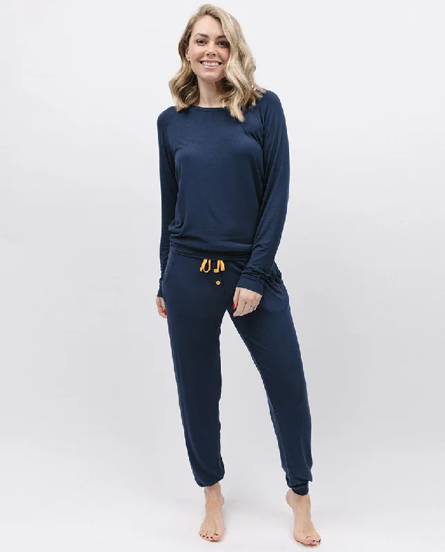 Navy Jersey Pyjama Bottoms