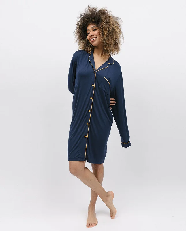 Cosmo Navy Revere Jersey Nightshirt