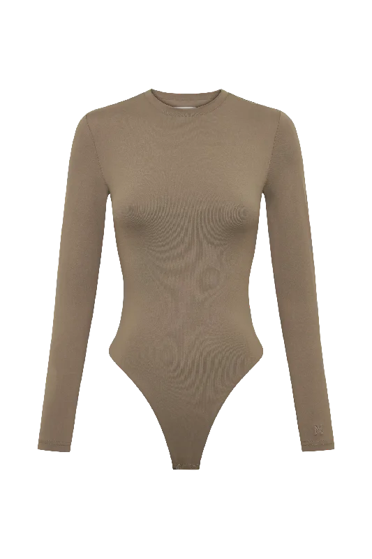 Delilah Long Sleeve Crew Neck Bodysuit - Coco