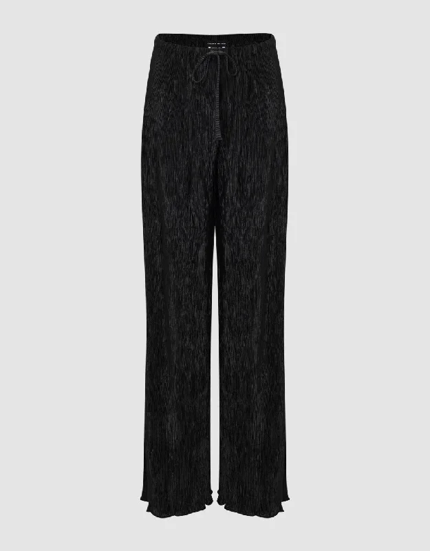 Drawstring Waist Knitted Wide-Leg Pants