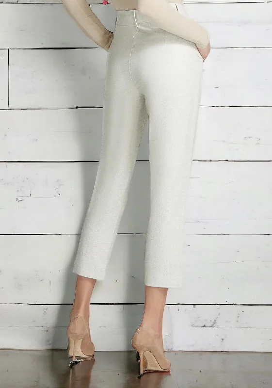 Faux Leather Cropped Trouser - Bone