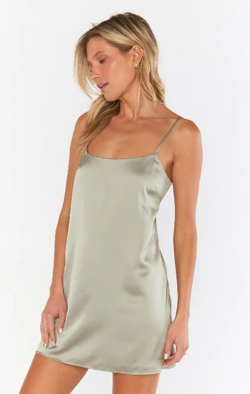 Happily Ever Top Slip ~ Moss Green Luxe Satin