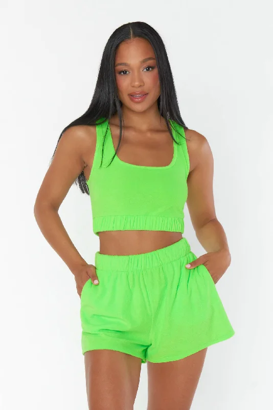 Hendrix Shorts ~ Neon Green Terry