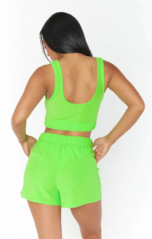 Kapowski Crop Top ~ Neon Green Terry