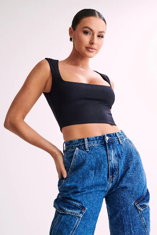 Linley Recycled Nylon Cropped Top - Black