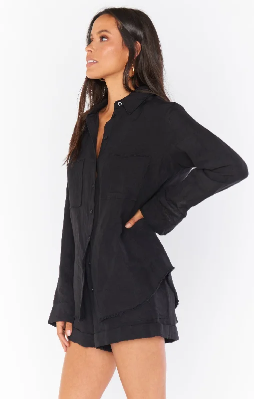 Marcella Shirt ~ Black Linen