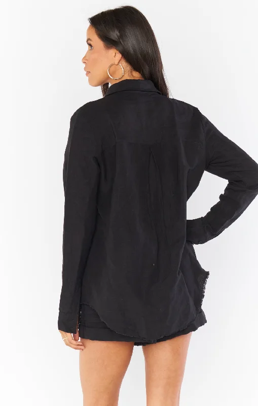 Marcella Shirt ~ Black Linen