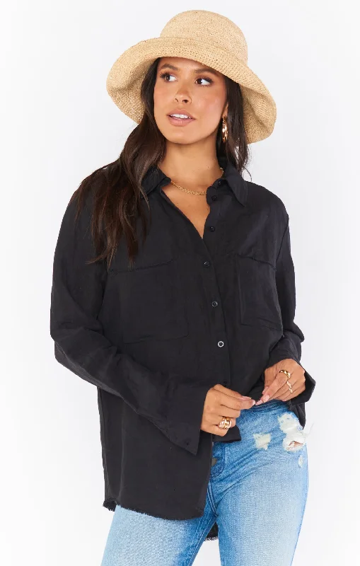 Marcella Shirt ~ Black Linen