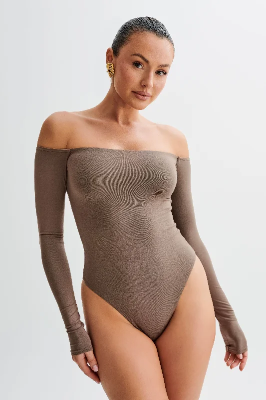 Peta Off Shoulder Modal Long Sleeve Bodysuit - Coco