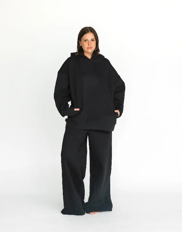 River Wide Leg Tracksuit Pants (Black)