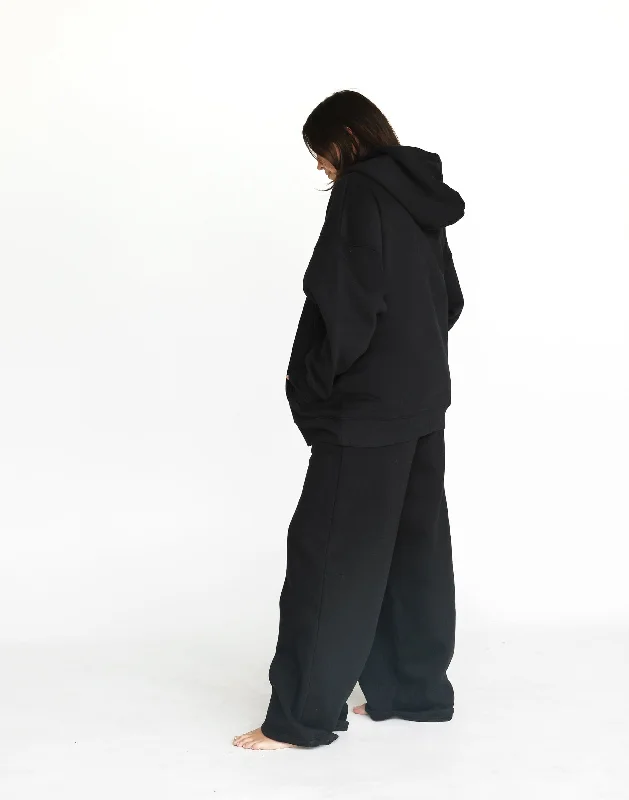 River Wide Leg Tracksuit Pants (Black)