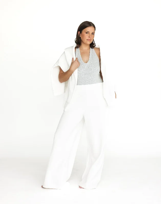 River Wide Leg Tracksuit Pants (White)