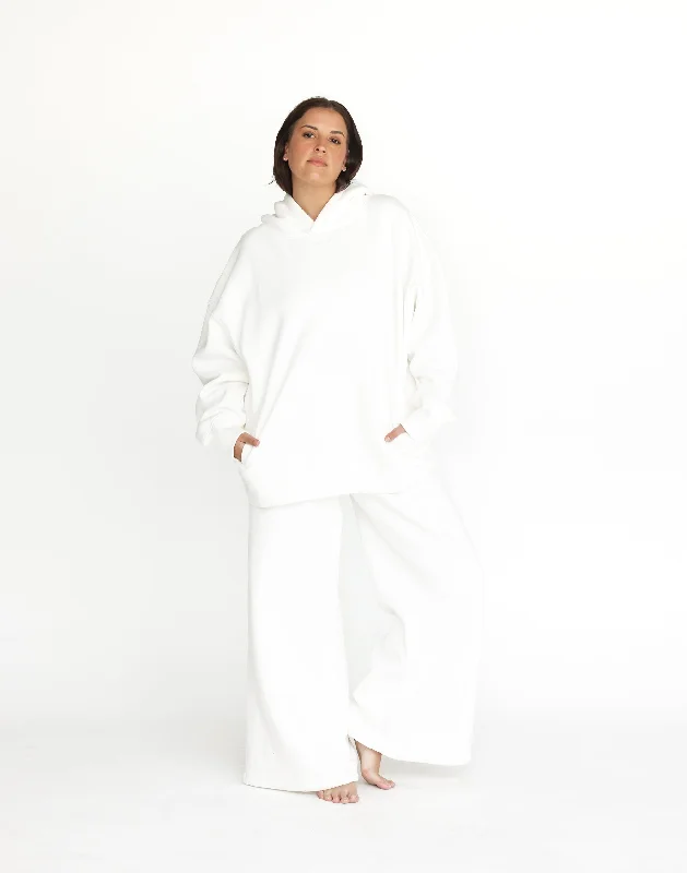 River Wide Leg Tracksuit Pants (White)