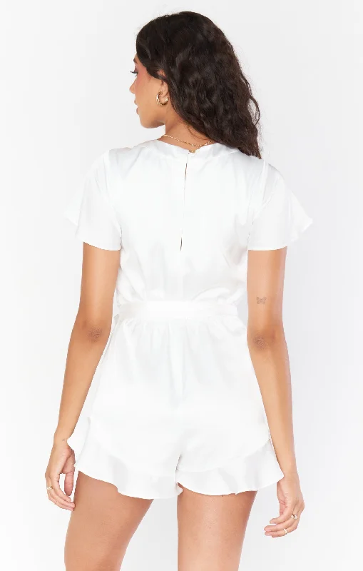 Say I Do Romper ~ Ivory Luxe Satin