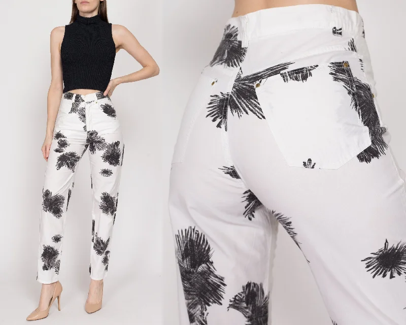 Small Y2K Black & White Squiggle Print Pants 26""