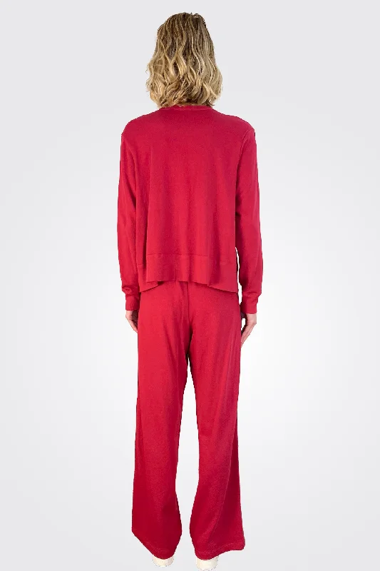 Striped Leg Track Pant - Raspberry Red