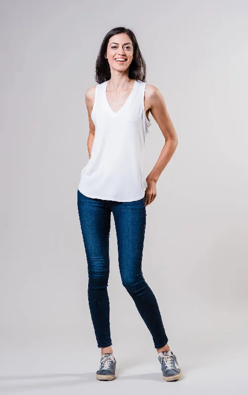 Zen Lightweight Jersey Tank - White